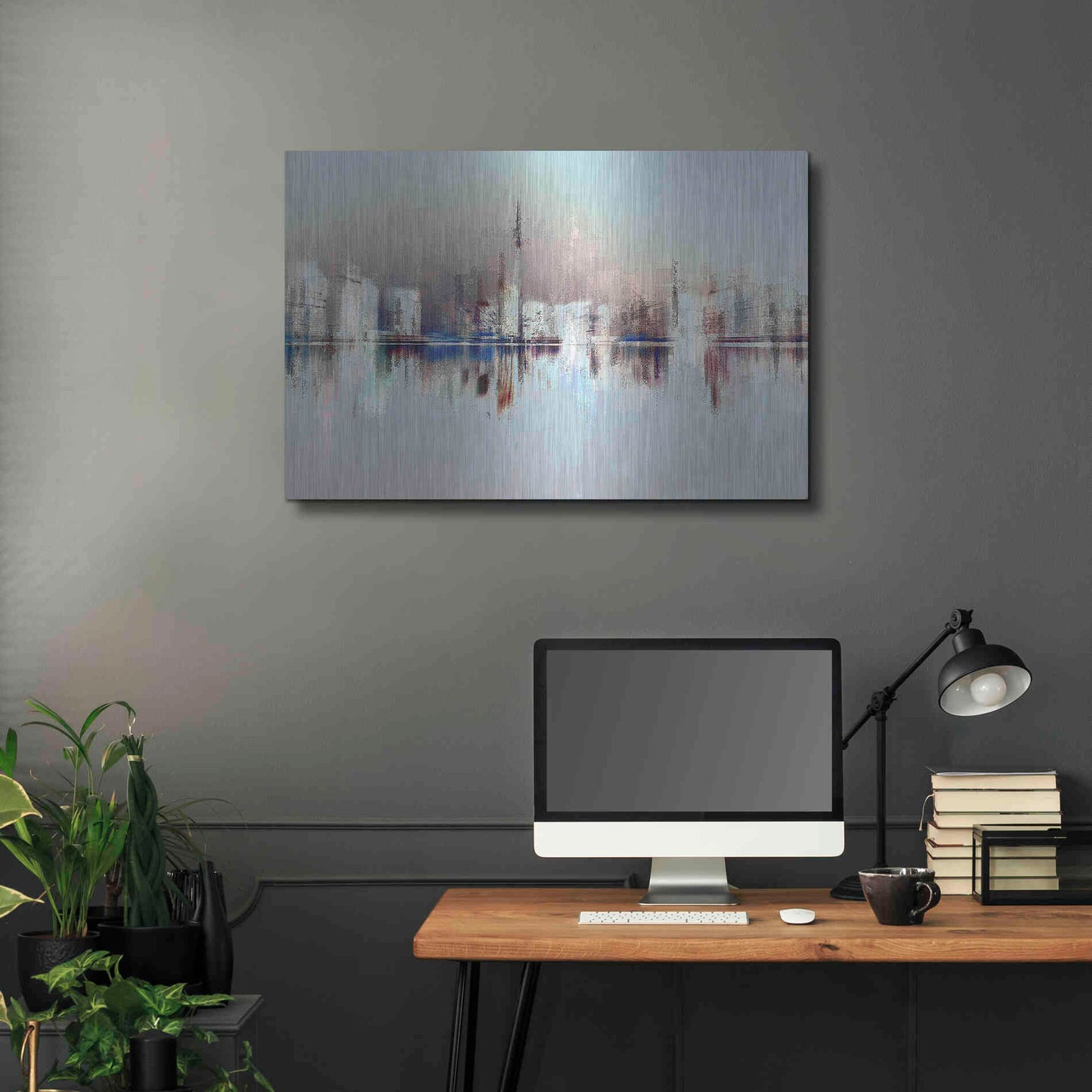 Luxe Metal Art 'City of Pastels' by David Manlove, Metal Wall Art,36x24