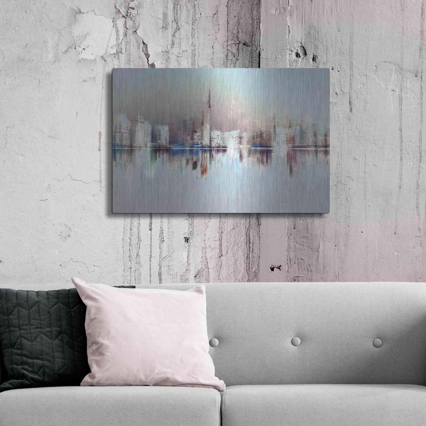 Luxe Metal Art 'City of Pastels' by David Manlove, Metal Wall Art,36x24