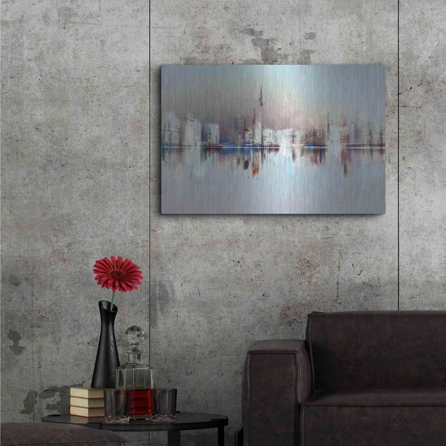 Luxe Metal Art 'City of Pastels' by David Manlove, Metal Wall Art,36x24