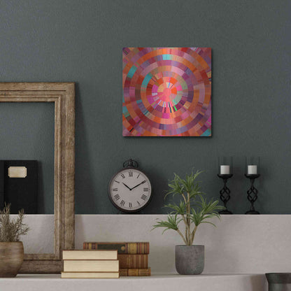 Luxe Metal Art 'Coral Radial 1' by David Manlove, Metal Wall Art,12x12