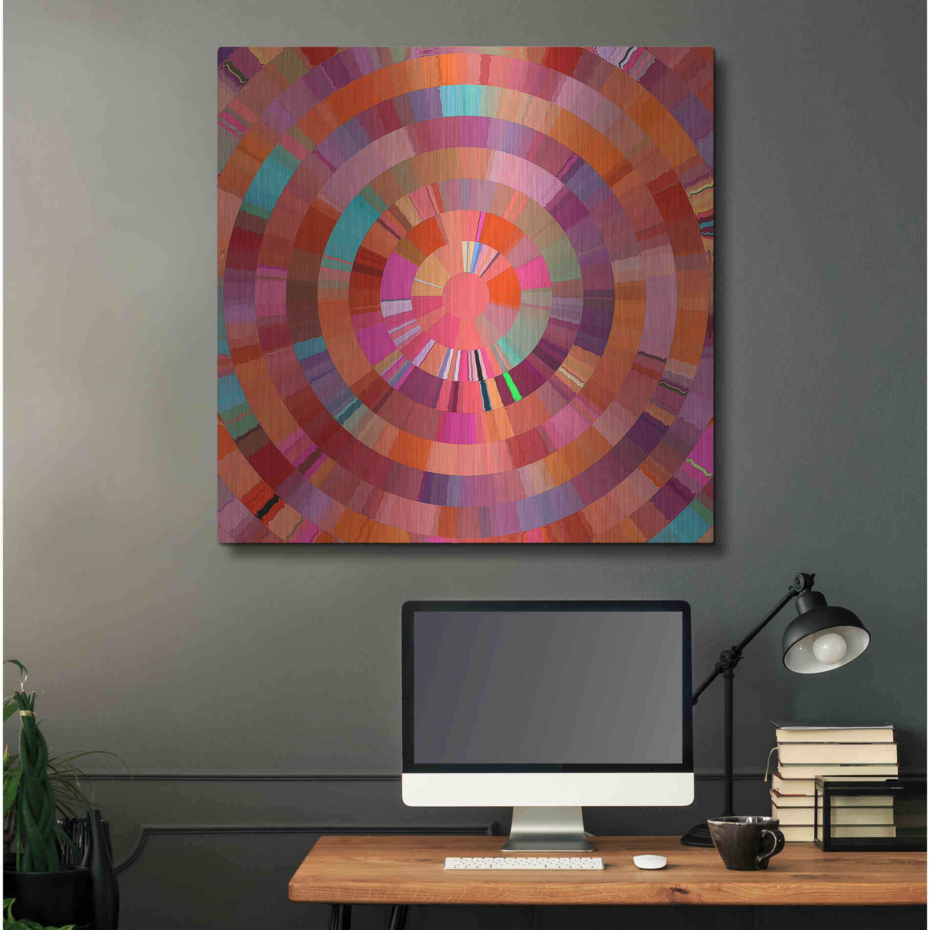 Luxe Metal Art 'Coral Radial 1' by David Manlove, Metal Wall Art,36x36