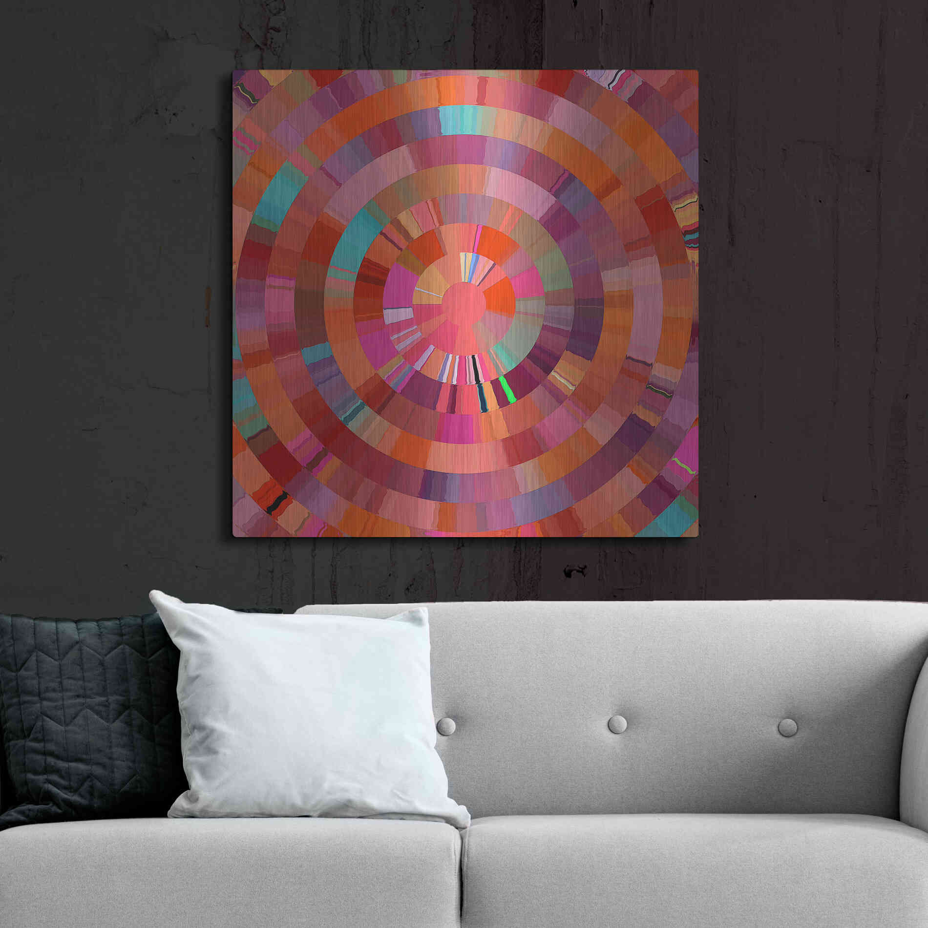 Luxe Metal Art 'Coral Radial 1' by David Manlove, Metal Wall Art,36x36