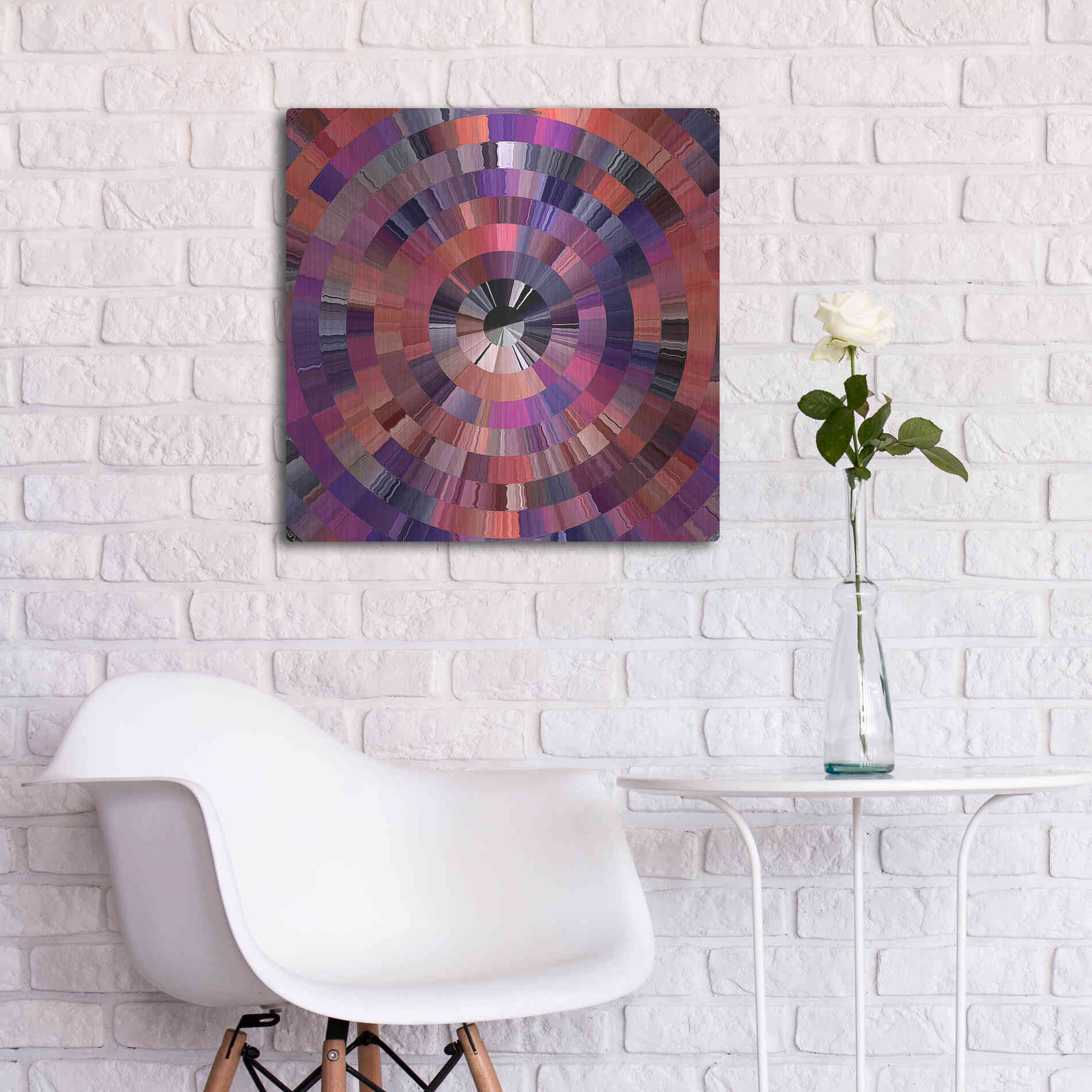 Luxe Metal Art 'Coral Radial 2' by David Manlove, Metal Wall Art,24x24