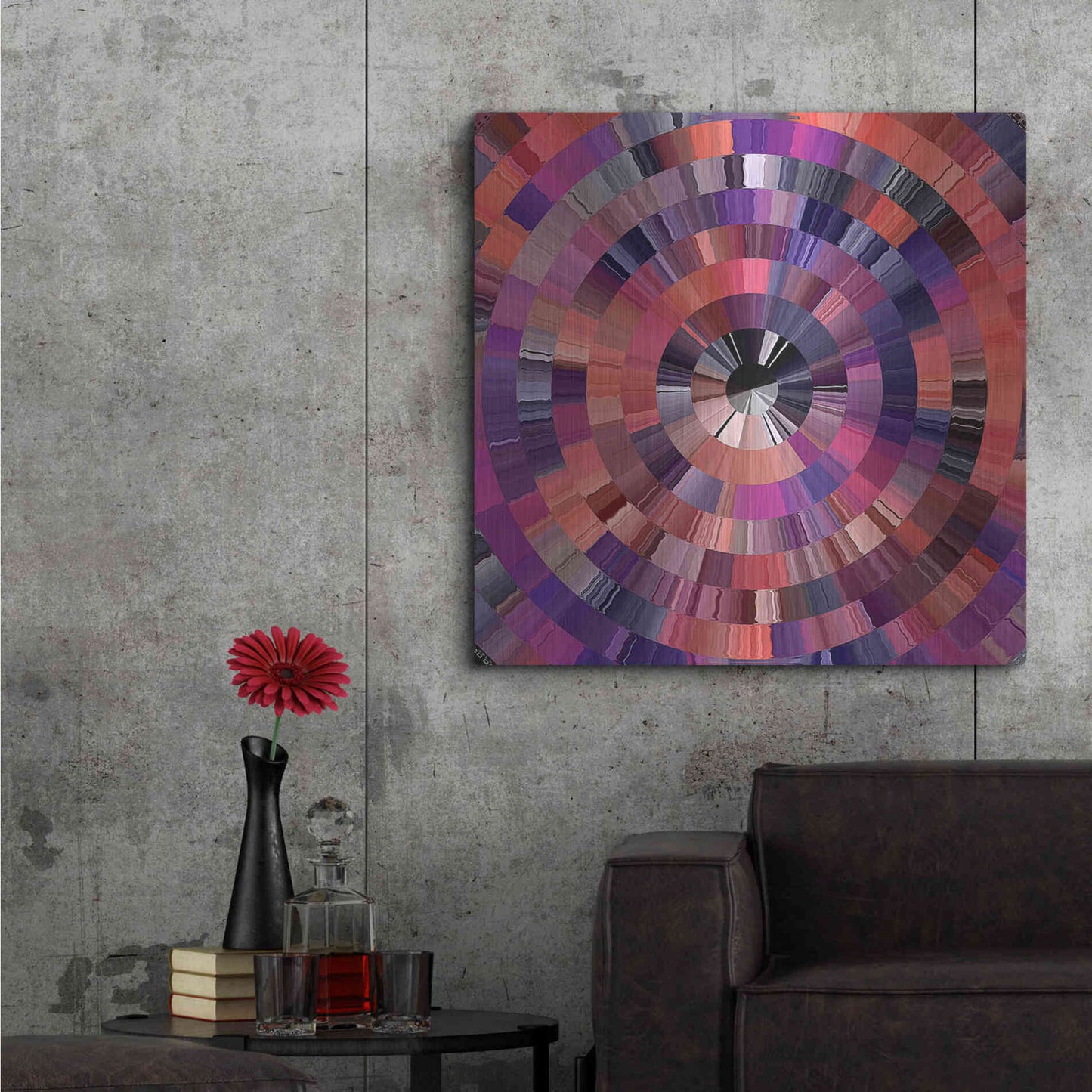 Luxe Metal Art 'Coral Radial 2' by David Manlove, Metal Wall Art,36x36