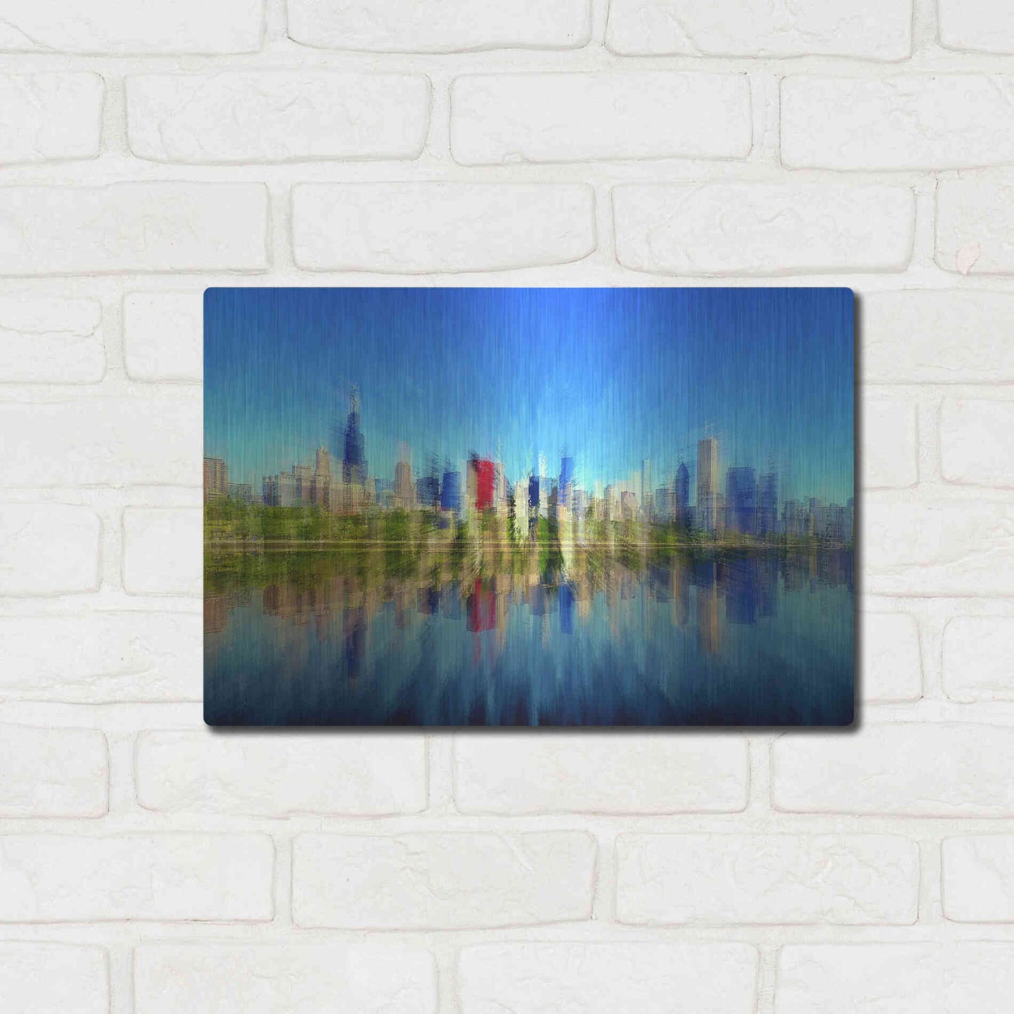 Luxe Metal Art 'Chicago Skyline 4' by David Manlove, Metal Wall Art,16x12