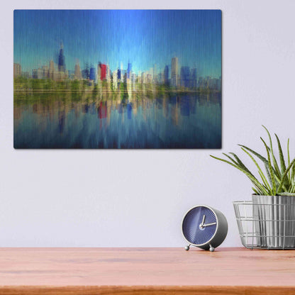 Luxe Metal Art 'Chicago Skyline 4' by David Manlove, Metal Wall Art,16x12