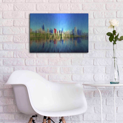 Luxe Metal Art 'Chicago Skyline 4' by David Manlove, Metal Wall Art,24x16