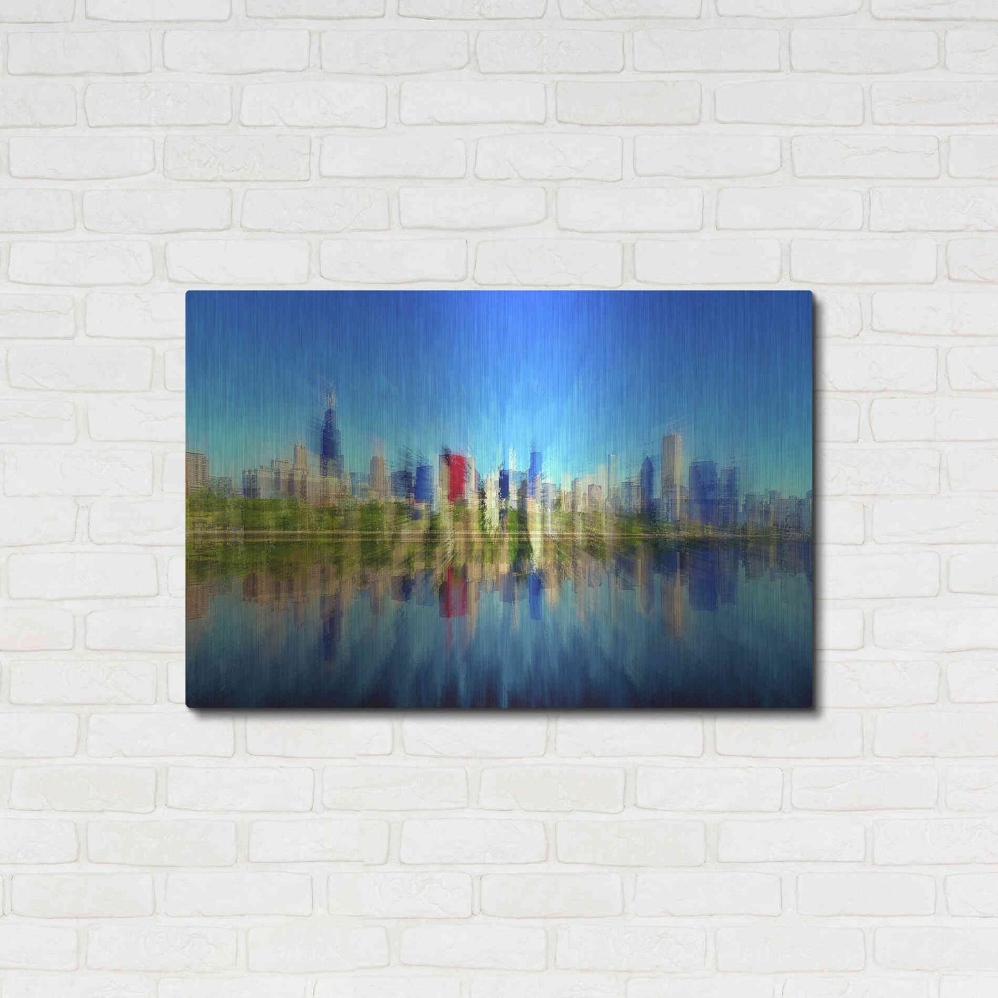 Luxe Metal Art 'Chicago Skyline 4' by David Manlove, Metal Wall Art,36x24