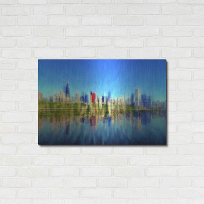 Luxe Metal Art 'Chicago Skyline 4' by David Manlove, Metal Wall Art,36x24