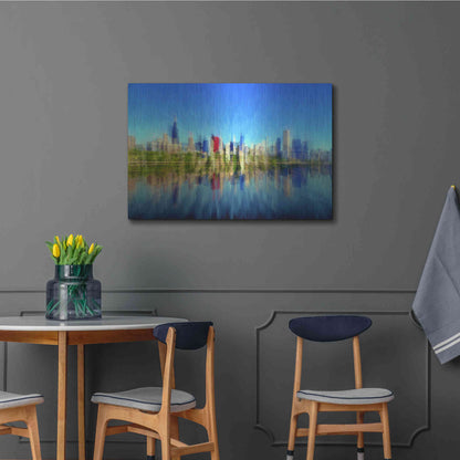 Luxe Metal Art 'Chicago Skyline 4' by David Manlove, Metal Wall Art,36x24