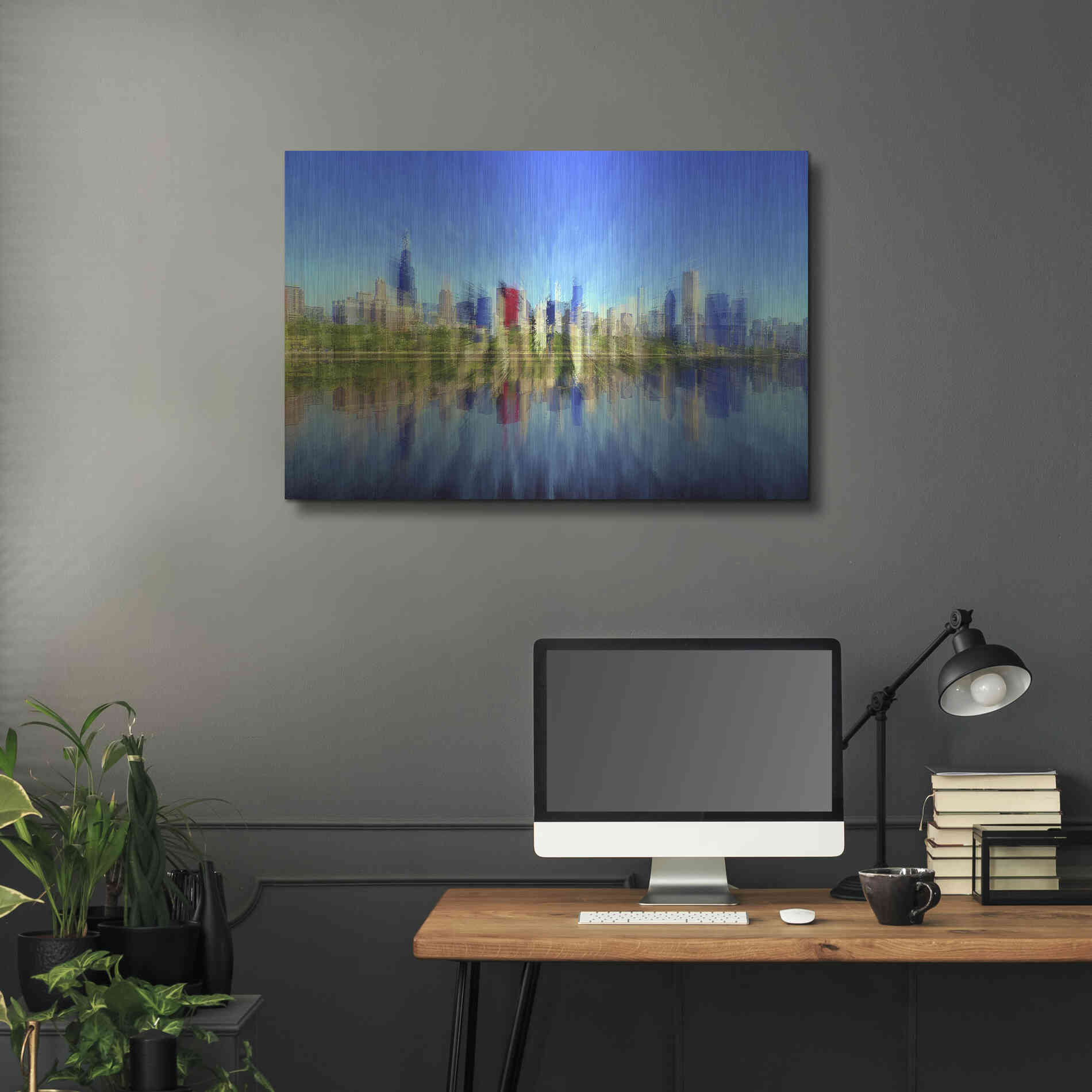 Luxe Metal Art 'Chicago Skyline 4' by David Manlove, Metal Wall Art,36x24