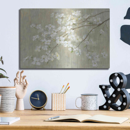 Luxe Metal Art 'Dogwood in Spring Neutral Crop' by Danhui Nai, Metal Wall Art,16x12