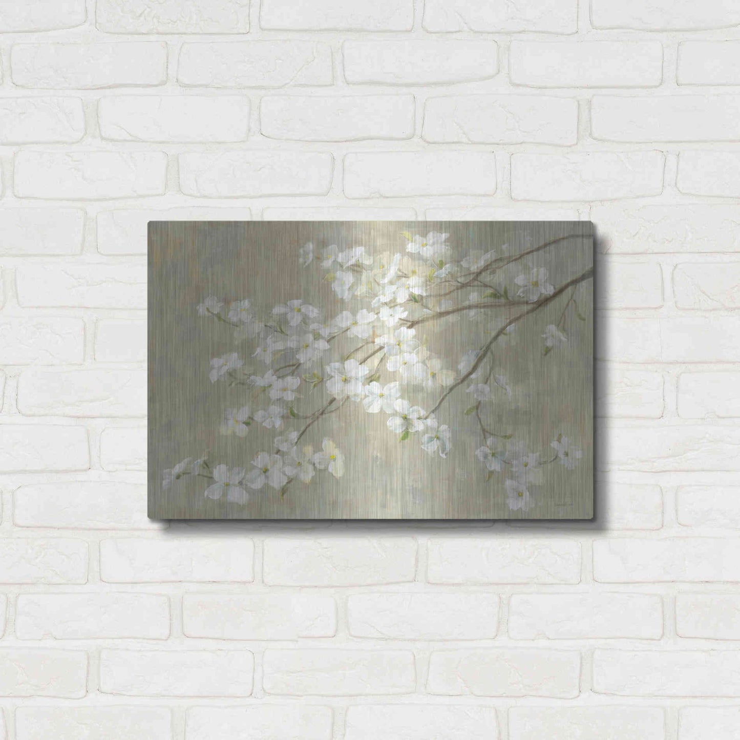Luxe Metal Art 'Dogwood in Spring Neutral Crop' by Danhui Nai, Metal Wall Art,24x16
