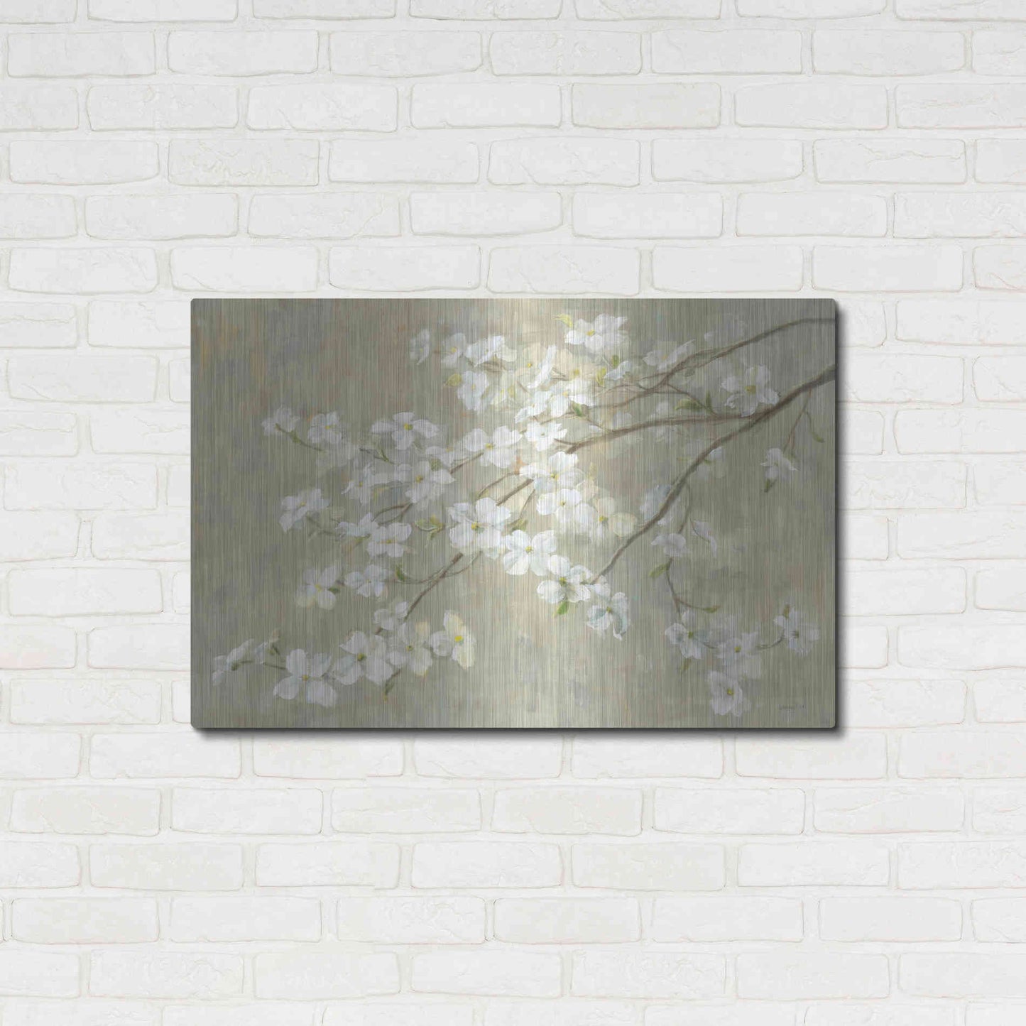 Luxe Metal Art 'Dogwood in Spring Neutral Crop' by Danhui Nai, Metal Wall Art,36x24