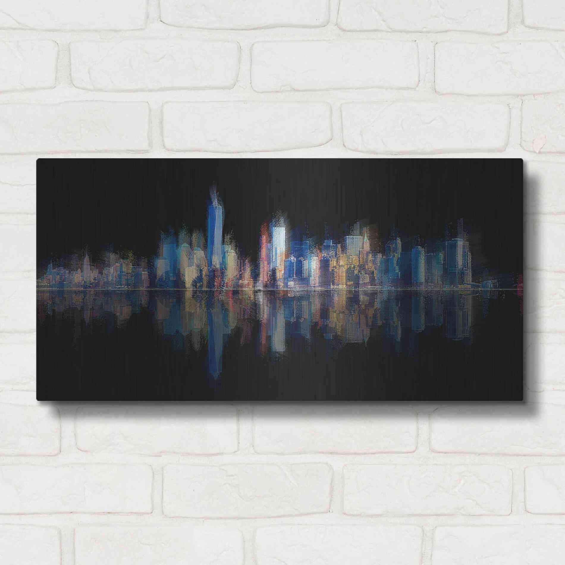 Luxe Metal Art 'New York Pan 6' by David Manlove, Metal Wall Art,24x12