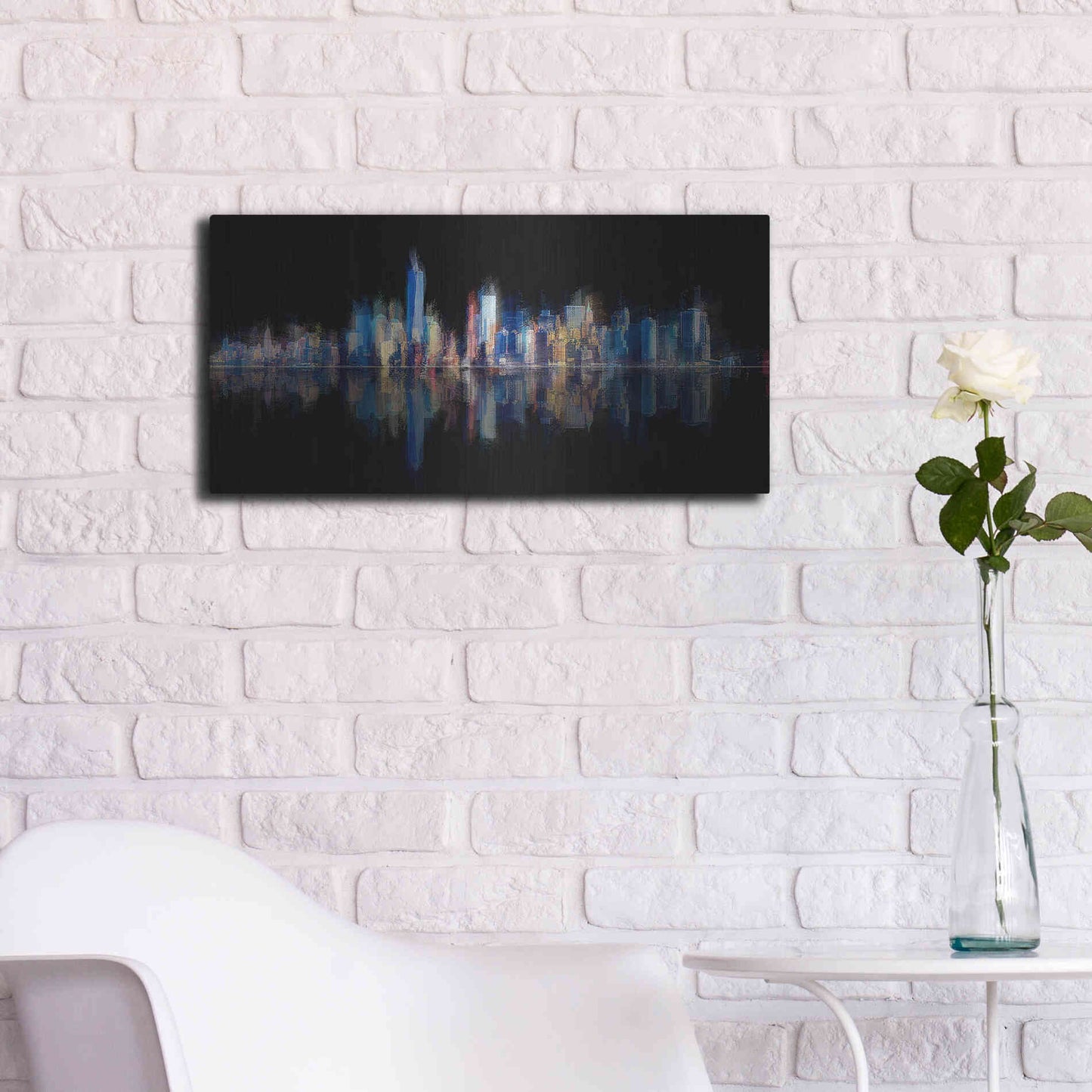 Luxe Metal Art 'New York Pan 6' by David Manlove, Metal Wall Art,24x12