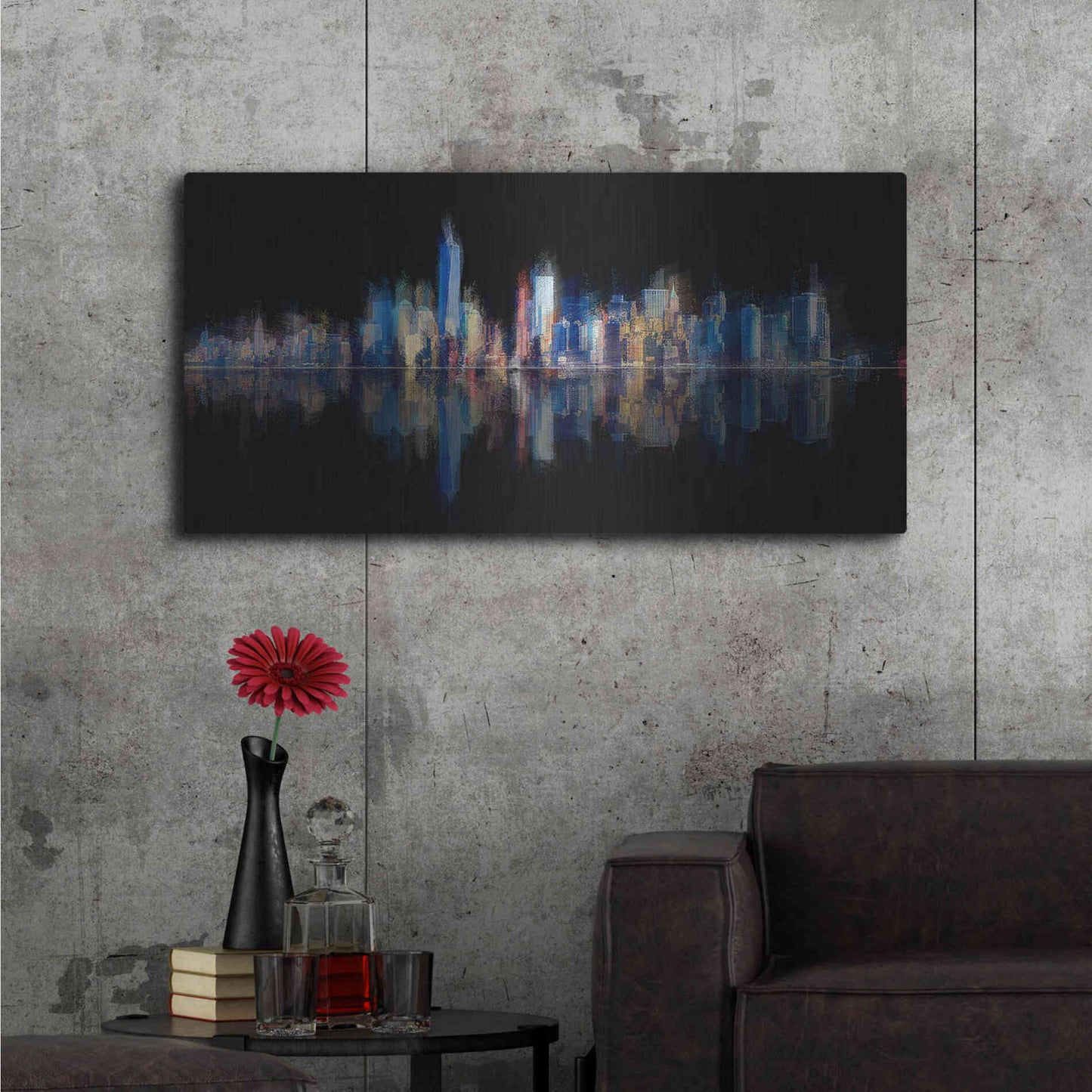 Luxe Metal Art 'New York Pan 6' by David Manlove, Metal Wall Art,48x24