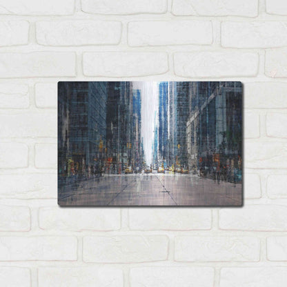 Luxe Metal Art 'Street Scene NYC' by David Manlove, Metal Wall Art,16x12