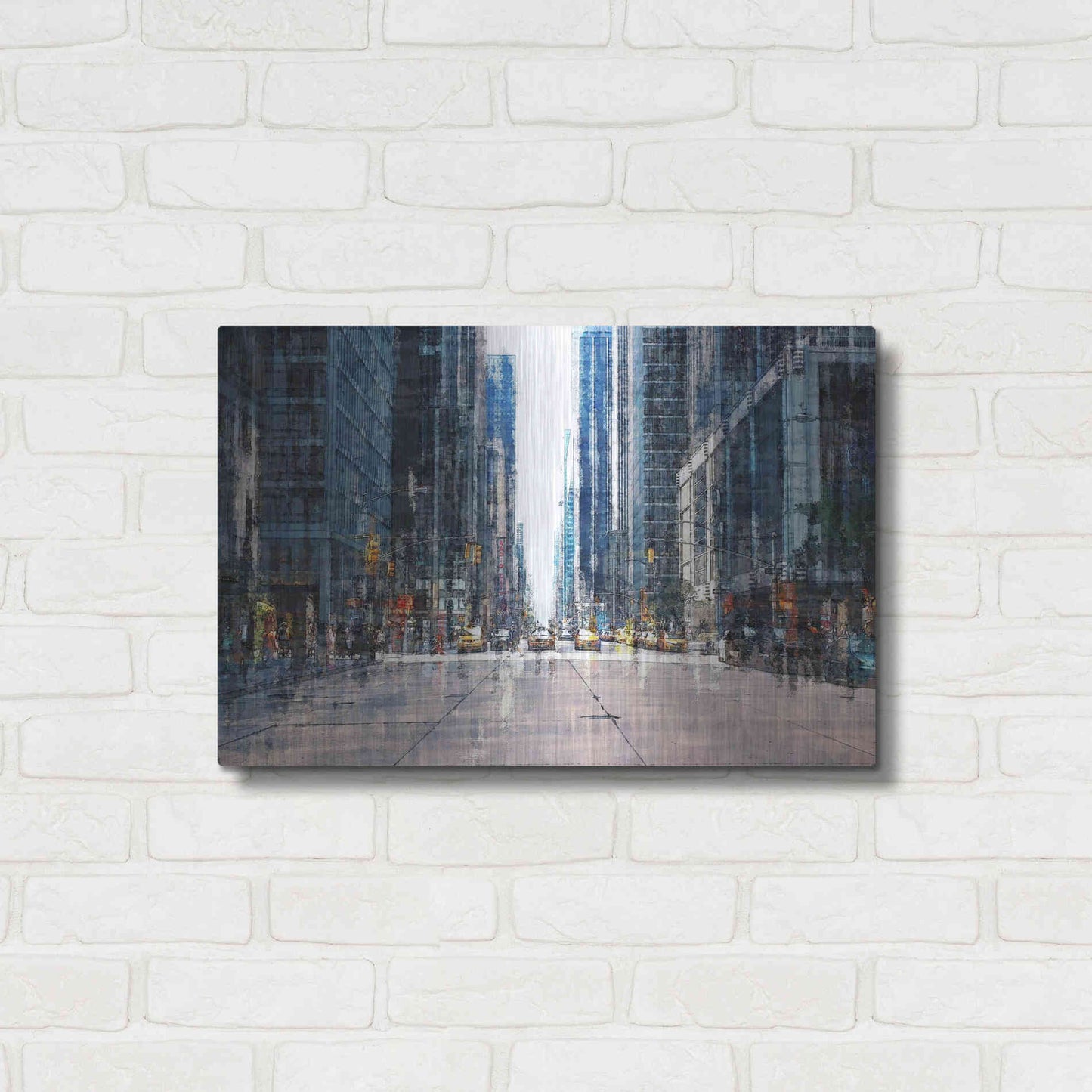 Luxe Metal Art 'Street Scene NYC' by David Manlove, Metal Wall Art,24x16