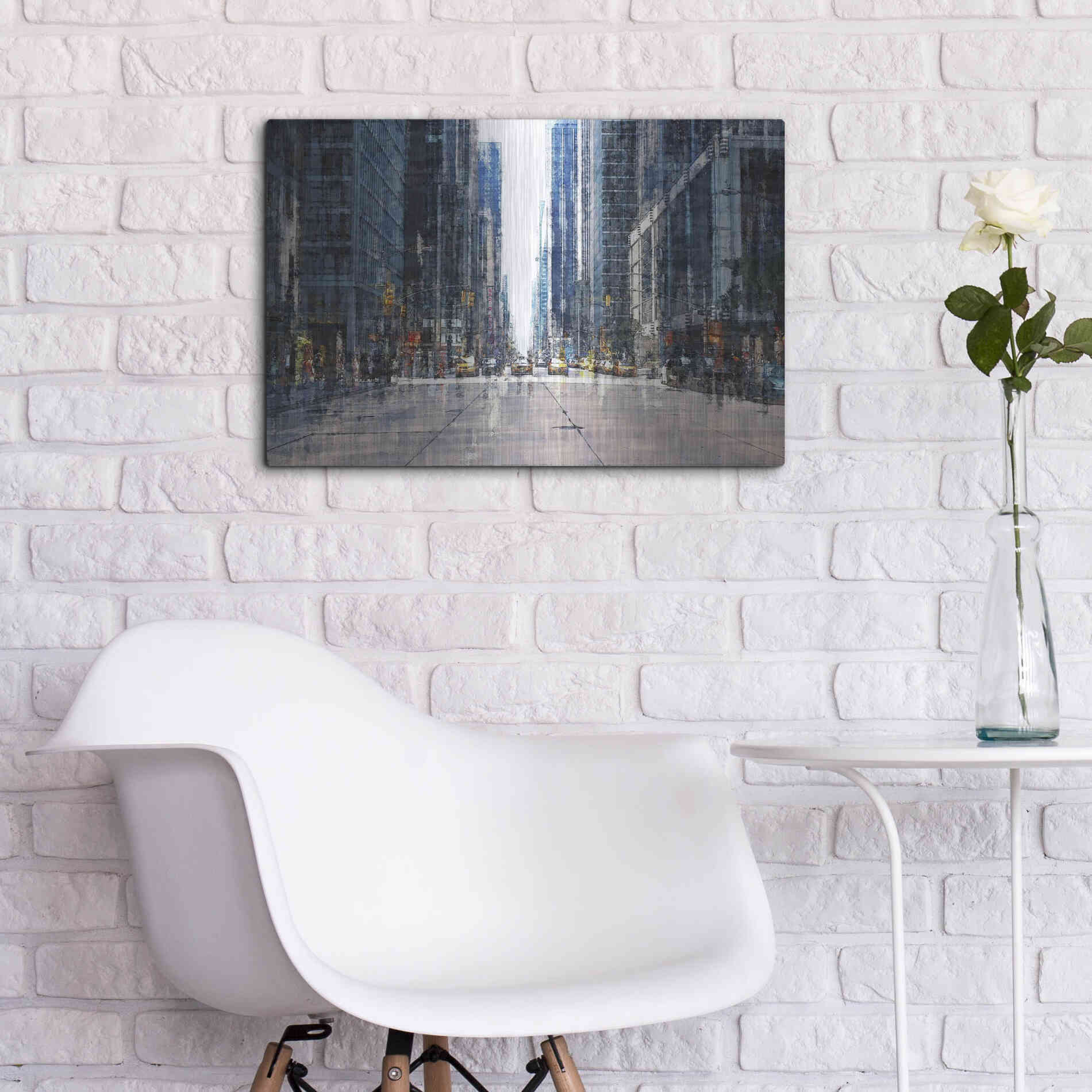 Luxe Metal Art 'Street Scene NYC' by David Manlove, Metal Wall Art,24x16