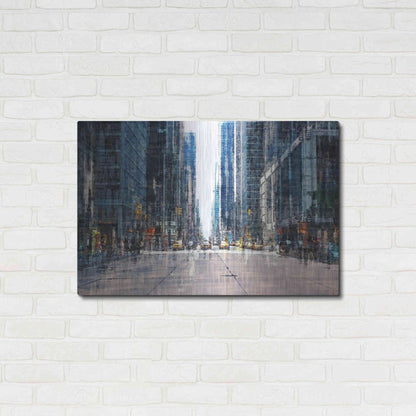 Luxe Metal Art 'Street Scene NYC' by David Manlove, Metal Wall Art,36x24