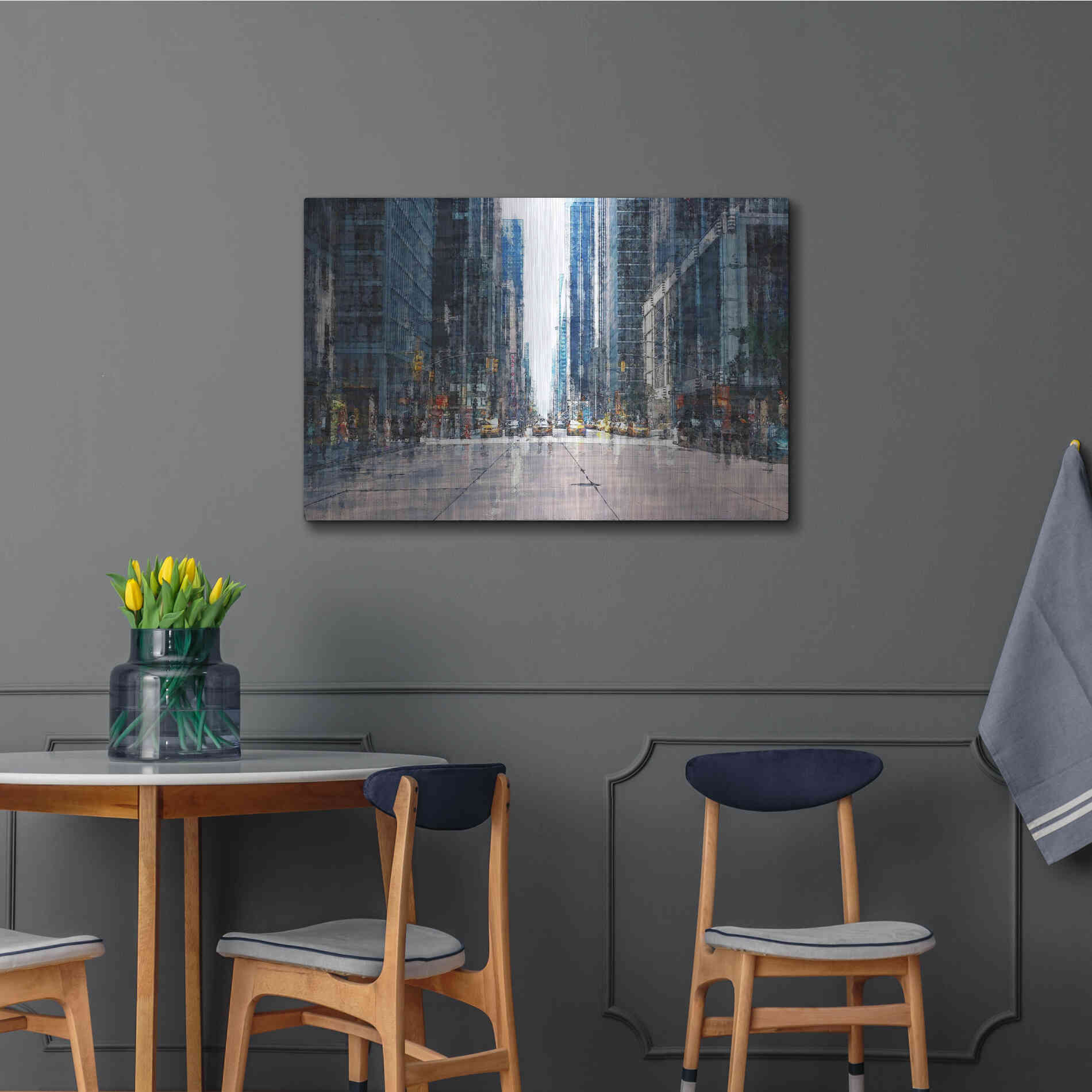 Luxe Metal Art 'Street Scene NYC' by David Manlove, Metal Wall Art,36x24