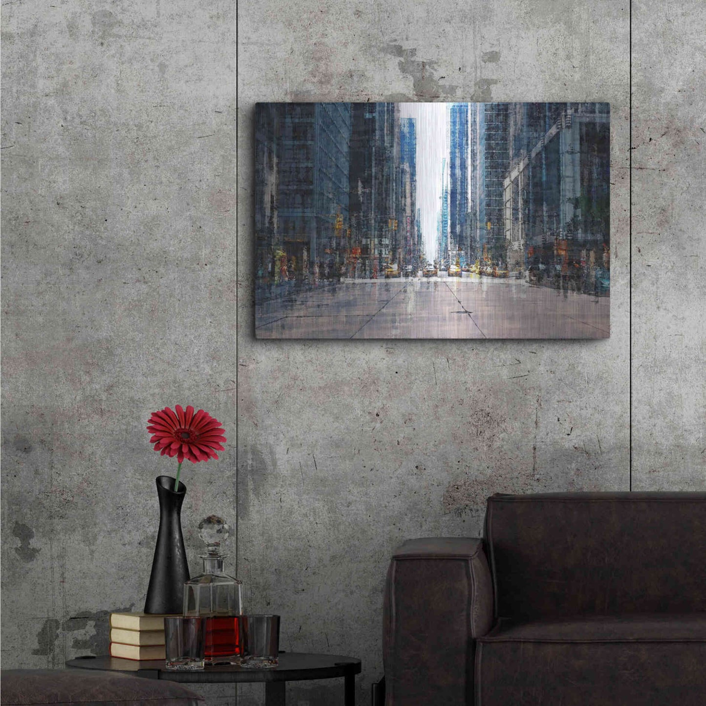 Luxe Metal Art 'Street Scene NYC' by David Manlove, Metal Wall Art,36x24