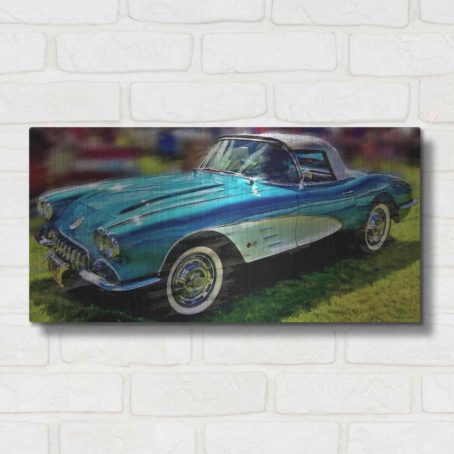 Luxe Metal Art '58 Corvette 1' by David Manlove, Metal Wall Art,24x12