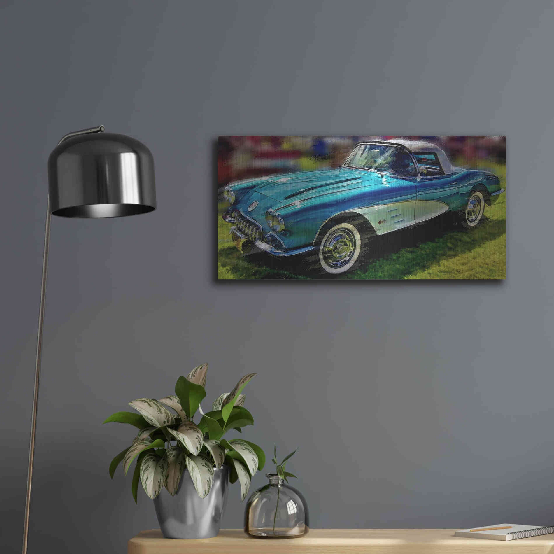 Luxe Metal Art '58 Corvette 1' by David Manlove, Metal Wall Art,24x12