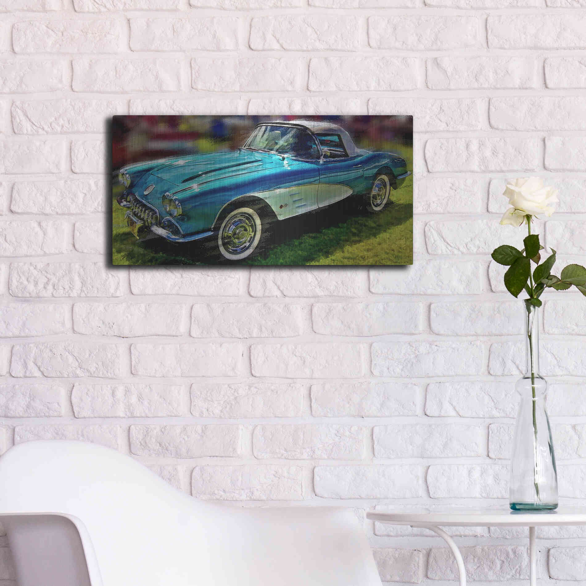 Luxe Metal Art '58 Corvette 1' by David Manlove, Metal Wall Art,24x12