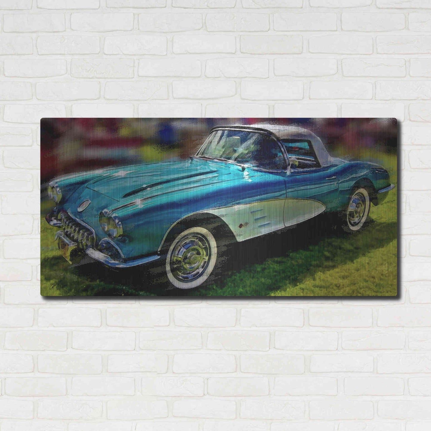 Luxe Metal Art '58 Corvette 1' by David Manlove, Metal Wall Art,48x24