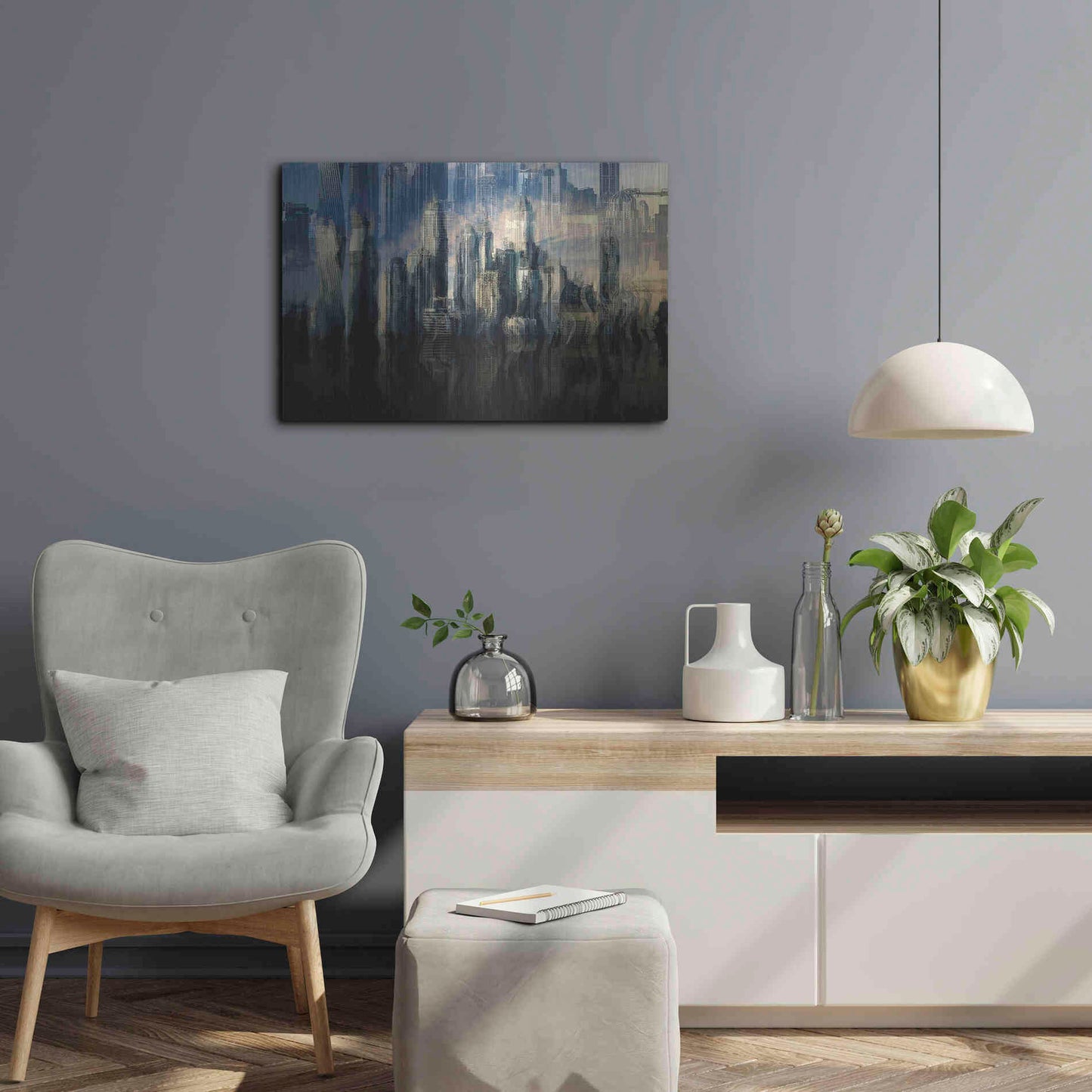 Luxe Metal Art 'City in the Sky' by David Manlove, Metal Wall Art,24x16