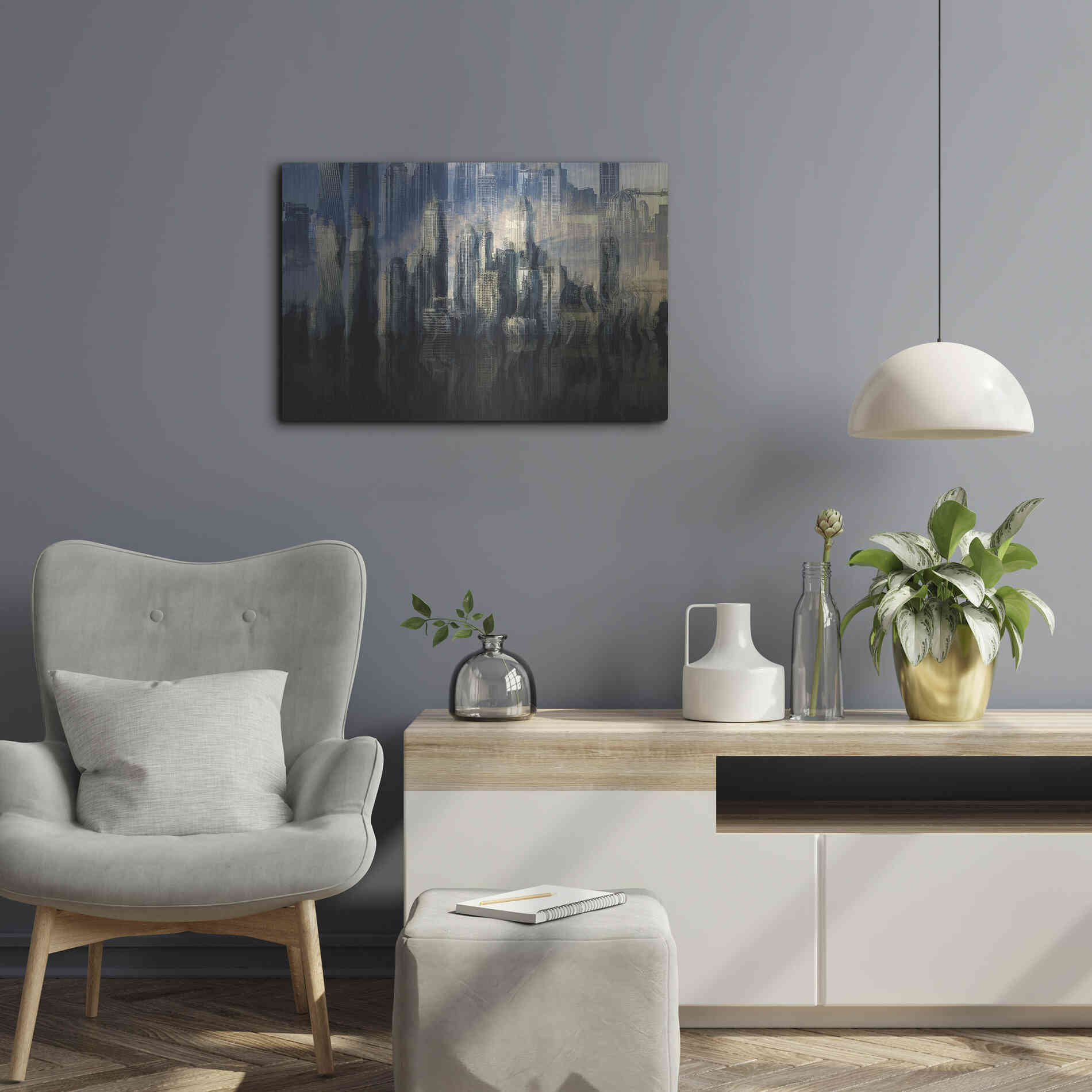 Luxe Metal Art 'City in the Sky' by David Manlove, Metal Wall Art,24x16