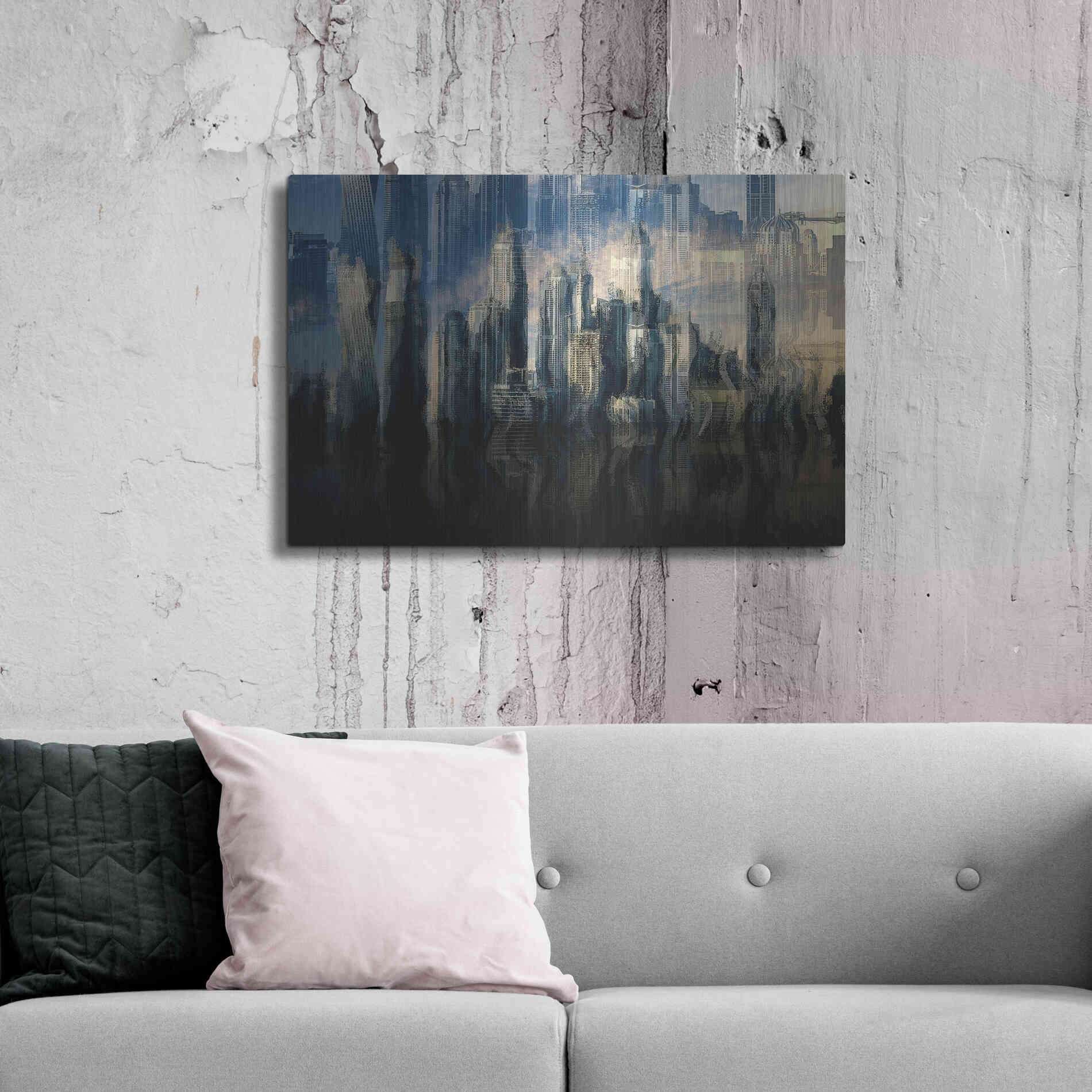 Luxe Metal Art 'City in the Sky' by David Manlove, Metal Wall Art,36x24