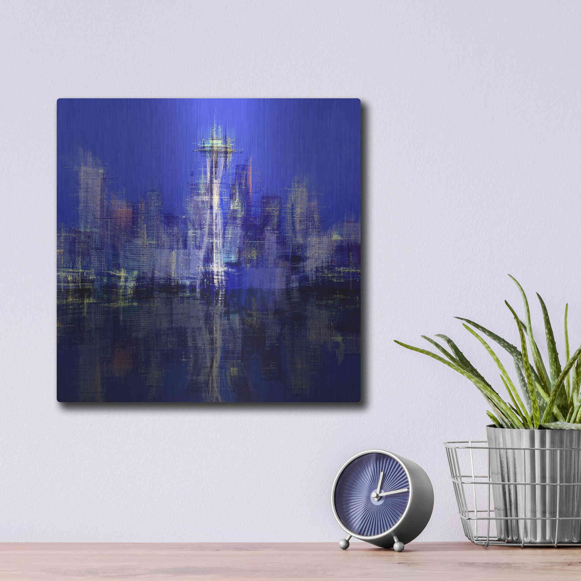 Luxe Metal Art 'Seattle' by David Manlove, Metal Wall Art,12x12