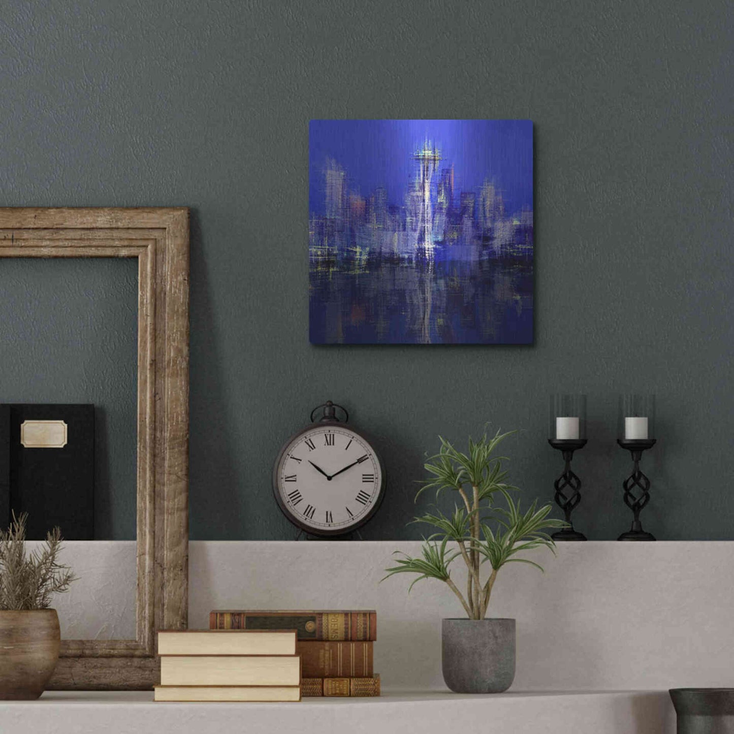 Luxe Metal Art 'Seattle' by David Manlove, Metal Wall Art,12x12