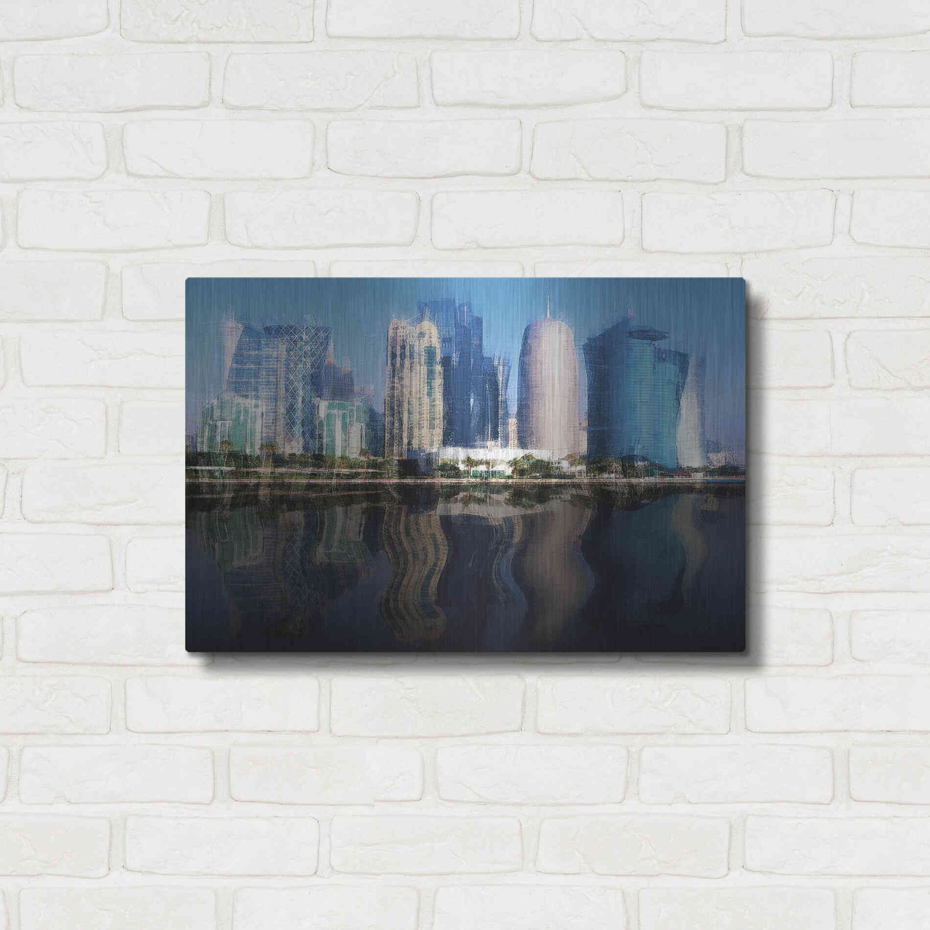 Luxe Metal Art 'City of the Future' by David Manlove, Metal Wall Art,24x16