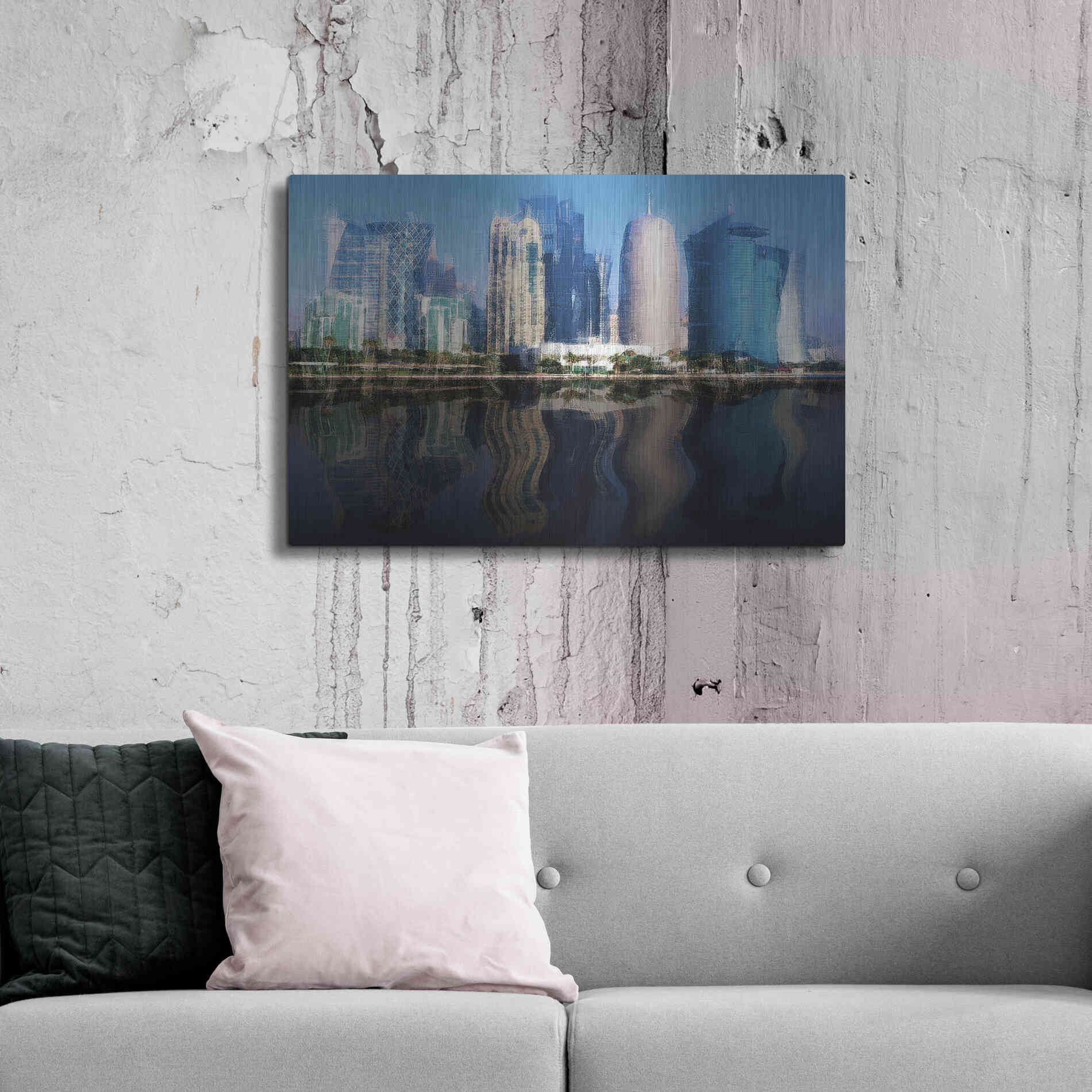 Luxe Metal Art 'City of the Future' by David Manlove, Metal Wall Art,36x24