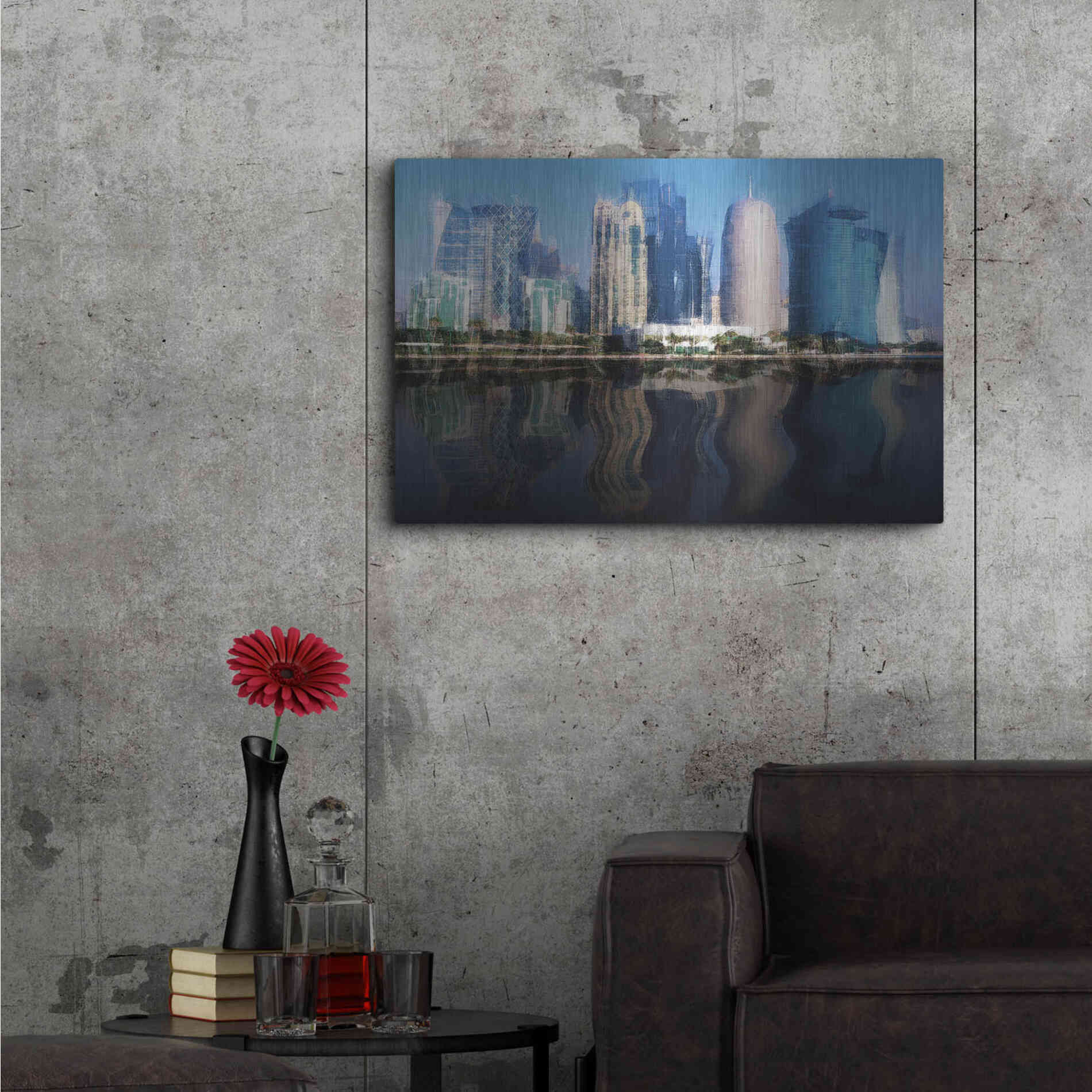 Luxe Metal Art 'City of the Future' by David Manlove, Metal Wall Art,36x24