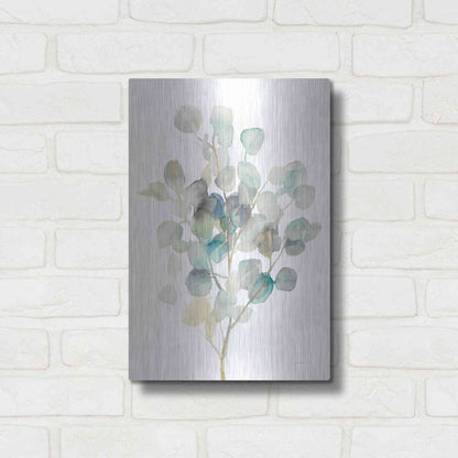 Luxe Metal Art 'Eucalyptus III White' by Danhui Nai, Metal Wall Art,12x16