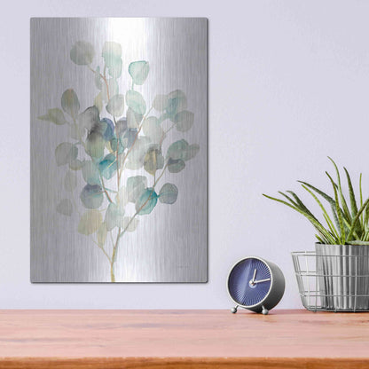 Luxe Metal Art 'Eucalyptus III White' by Danhui Nai, Metal Wall Art,12x16