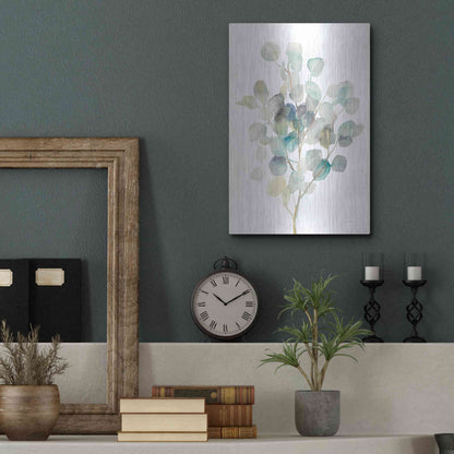 Luxe Metal Art 'Eucalyptus III White' by Danhui Nai, Metal Wall Art,12x16