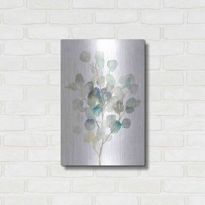 Luxe Metal Art 'Eucalyptus III White' by Danhui Nai, Metal Wall Art,16x24