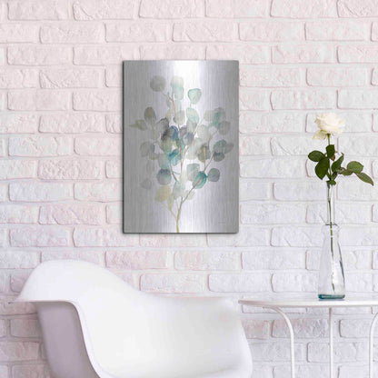 Luxe Metal Art 'Eucalyptus III White' by Danhui Nai, Metal Wall Art,16x24