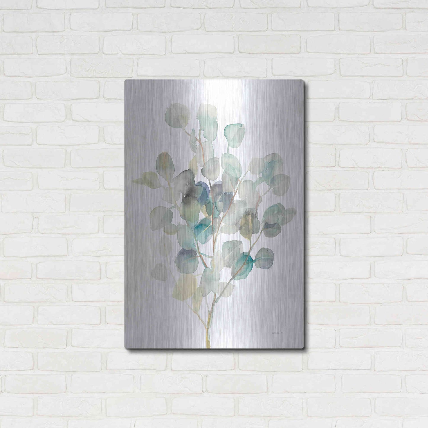Luxe Metal Art 'Eucalyptus III White' by Danhui Nai, Metal Wall Art,24x36