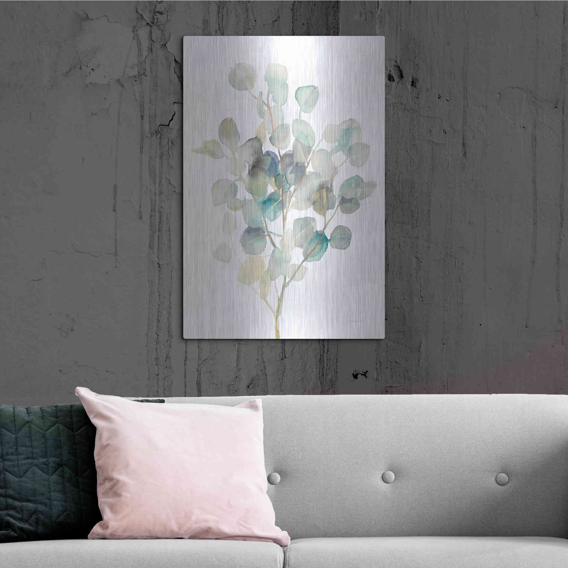 Luxe Metal Art 'Eucalyptus III White' by Danhui Nai, Metal Wall Art,24x36