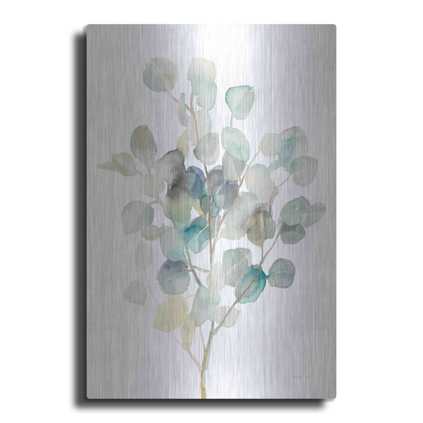 Luxe Metal Art 'Eucalyptus III White' by Danhui Nai, Metal Wall Art