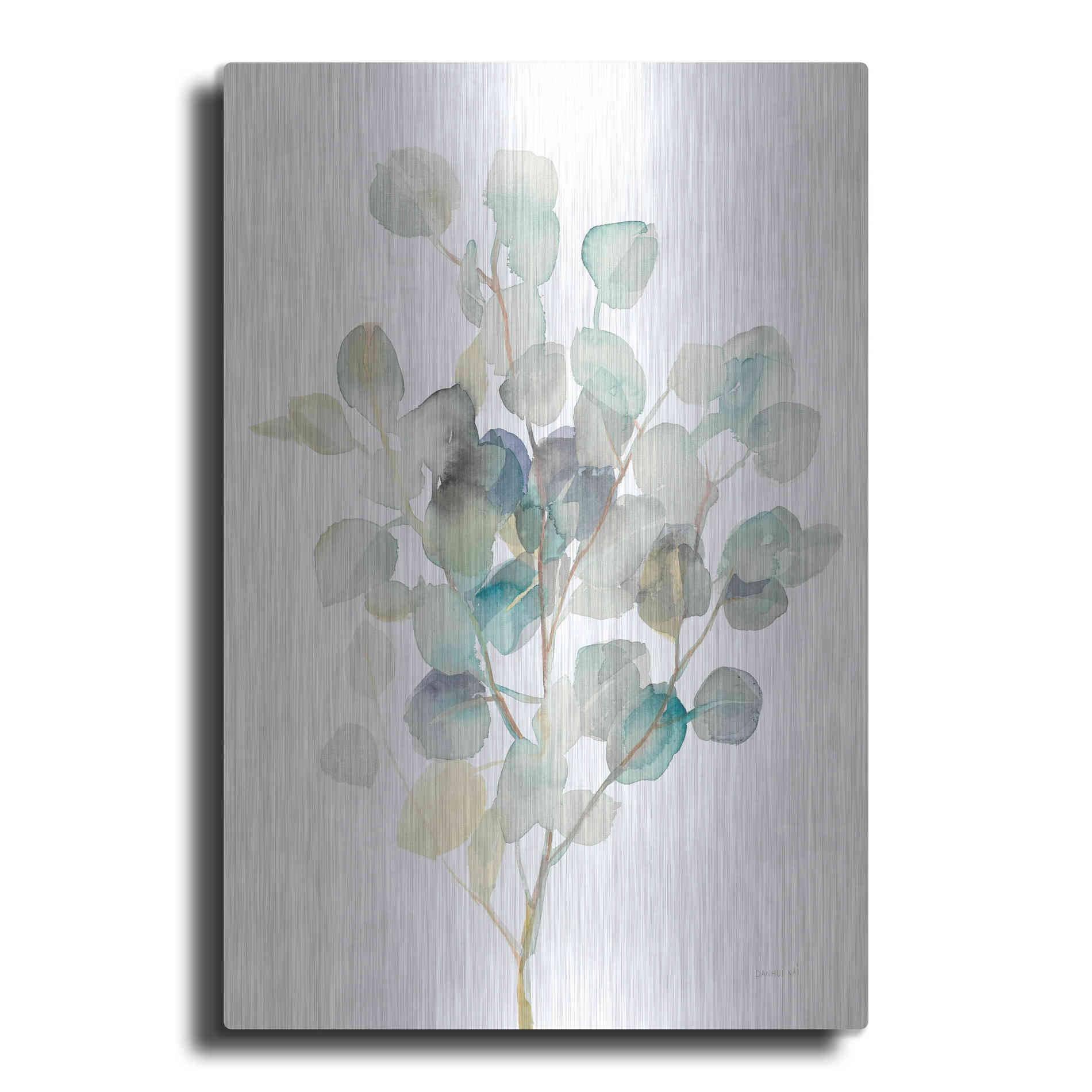 Luxe Metal Art 'Eucalyptus III White' by Danhui Nai, Metal Wall Art
