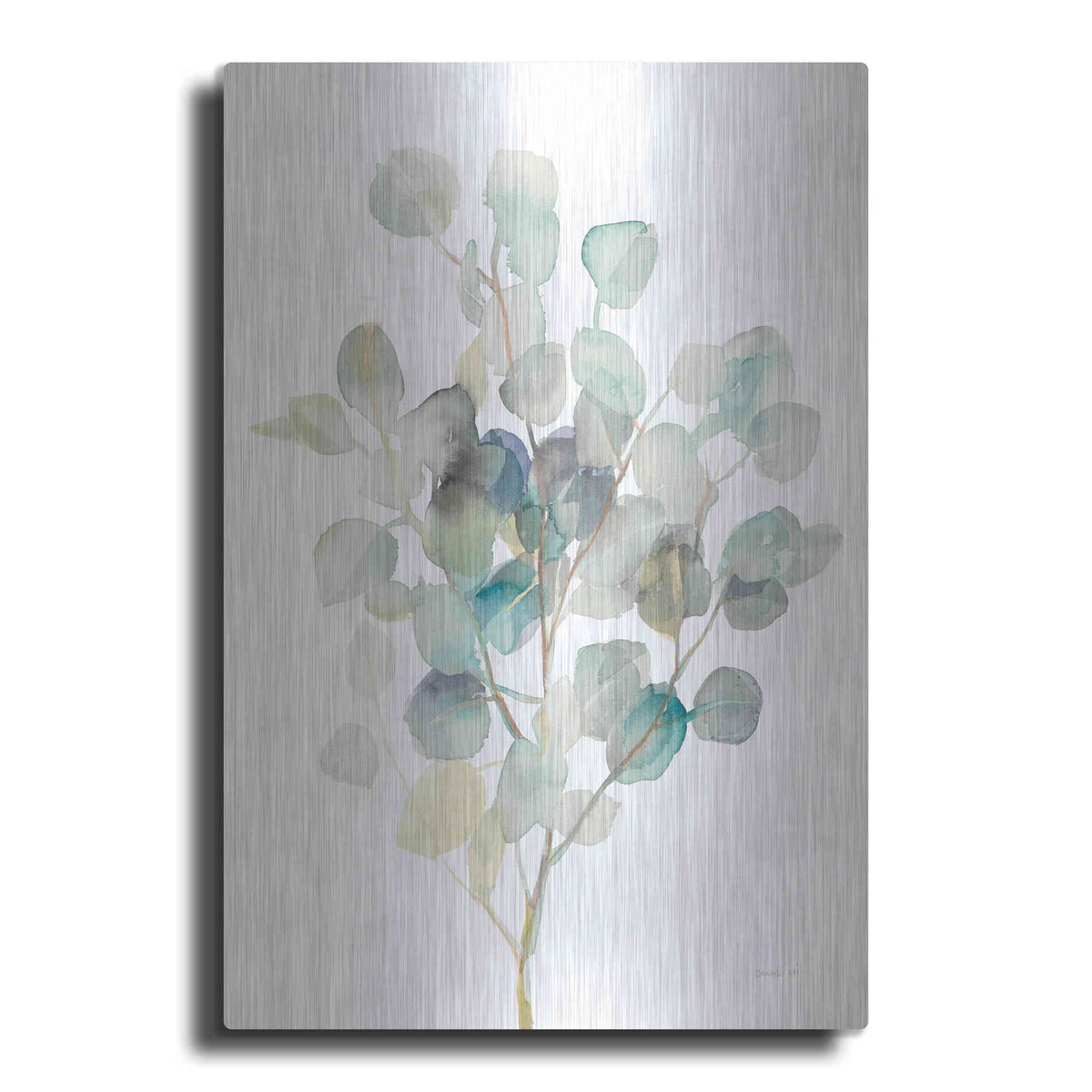 Luxe Metal Art 'Eucalyptus III White' by Danhui Nai, Metal Wall Art