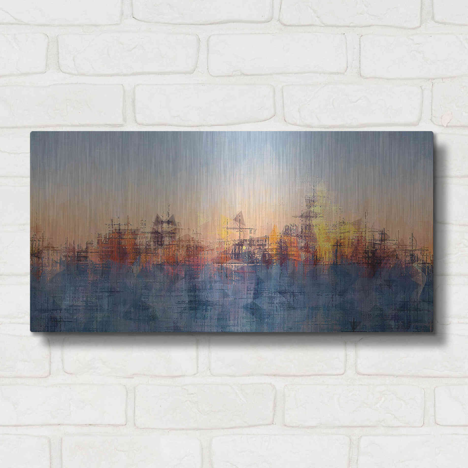 Luxe Metal Art 'Metro Morning 2' by David Manlove, Metal Wall Art,24x12